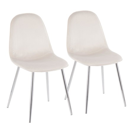 LUMISOURCE Pebble Chair in Chrome and Cream Velvet, PK 2 CH-PEBBLE SVVCR2